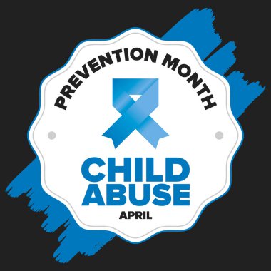 Çocuk İstismarı Önleme Ayı. Nisan 'da Amerika Birleşik Devletleri' nde yıllık kutlama. Çocuk şiddetini durdurun. Çocuk koruma ve güvenlik ayı. Çocuklar için birlik. Poster, afiş, arka plan. Vektör illüstrasyonu