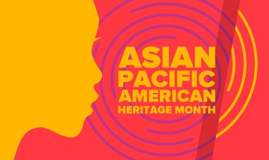 Asya Pasifik Amerikan Mirası Ayı. Mayıs 'ta kutlandı. Amerika Birleşik Devletleri 'ndeki Asya kökenli Amerikalıların ve Pasifik Adalılarının kültürünü, geleneklerini ve tarihini kutlar. Poster, kart, pankart. Vektör