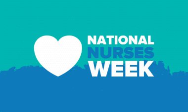 Ulusal Hemşireler Haftası. Teşekkürler hemşireler. Tıbbi ve sağlık hizmetleri konsepti. Virüslere ve hastalıklara karşı savaşanlar. Doktorların şerefine. Amerika 'da yıllık kutlama. Vektör illüstrasyon posteri