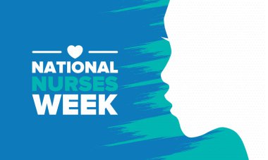 Ulusal Hemşireler Haftası. Teşekkürler hemşireler. Tıbbi ve sağlık hizmetleri konsepti. Virüslere ve hastalıklara karşı savaşanlar. Doktorların şerefine. Amerika 'da yıllık kutlama. Vektör illüstrasyon posteri