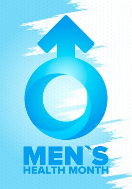 Haziran 'da Ulusal Erkek Sağlığı Ayı. Sağlık eğitimi programı. Amerika 'da yıllık kutlama. Tıbbi konsept. Bakım ve sağlık. Poster, kart, afiş ve geçmiş. Vektör illüstrasyonu