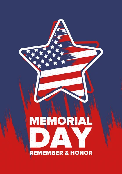 アメリカ合衆国での記念の日 忘れずに名誉を 米軍に勤務している間に死亡した人を覚えて名誉のための連邦休日 5月に祝われた ベクターポスター — ストックベクタ