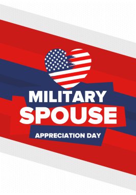 Askeri Eş Takdir Günü. Amerika 'da kutlandı. Silahlı Kuvvetler 'in eşlerinin Ulusal Bayram' da bağış, destek ve fedakarlıklarının tanınması. Poster, kart, pankart. Vektör