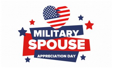 Askeri Eş Takdir Günü. Amerika 'da kutlandı. Silahlı Kuvvetler 'in eşlerinin Ulusal Bayram' da bağış, destek ve fedakarlıklarının tanınması. Poster, kart, pankart. Vektör
