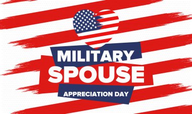 Askeri Eş Takdir Günü. Amerika 'da kutlandı. Silahlı Kuvvetler 'in eşlerinin Ulusal Bayram' da bağış, destek ve fedakarlıklarının tanınması. Poster, kart, pankart. Vektör