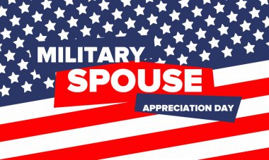 Askeri Eş Takdir Günü. Amerika 'da kutlandı. Silahlı Kuvvetler 'in eşlerinin Ulusal Bayram' da bağış, destek ve fedakarlıklarının tanınması. Poster, kart, pankart. Vektör