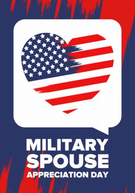 Askeri Eş Takdir Günü. Amerika 'da kutlandı. Silahlı Kuvvetler 'in eşlerinin Ulusal Bayram' da bağış, destek ve fedakarlıklarının tanınması. Poster, kart, pankart. Vektör