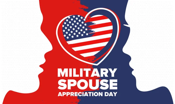 Ημέρα Εκτίμησης Στρατιωτικής Συζύγου Γιορτάζεται Στις Ηνωμένες Πολιτείες Αναγνώριση Της — Διανυσματικό Αρχείο