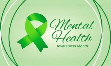 Mayıs 'ta Akıl Sağlığı Bilinci Ayı. Birleşik Devletler 'de yıllık kampanya. Akıl sağlığıyla ilgili farkındalığı arttırıyorum. Kontrol ve koruma. Önleme kampanyası. Tıbbi sağlık hizmeti tasarımı. Vektör illüstrasyonu