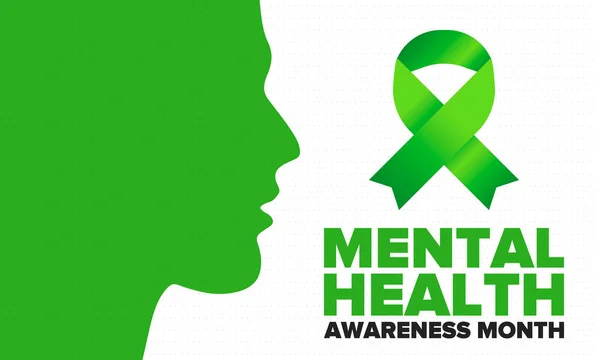 Mental Health Awareness Month in May. Annual campaign in United States. Raising awareness of mental health. Control and protection. Prevention campaign. Medical health care design. Vector illustration