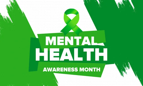 Mental Health Awareness Month in May. Annual campaign in United States. Raising awareness of mental health. Control and protection. Prevention campaign. Medical health care design. Vector illustration