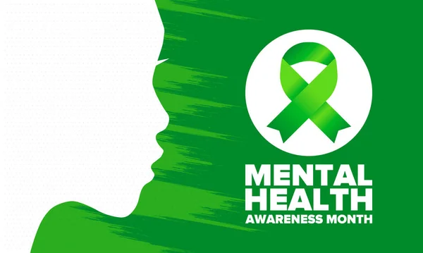 Mental Health Awareness Month in May. Annual campaign in United States. Raising awareness of mental health. Control and protection. Prevention campaign. Medical health care design. Vector illustration