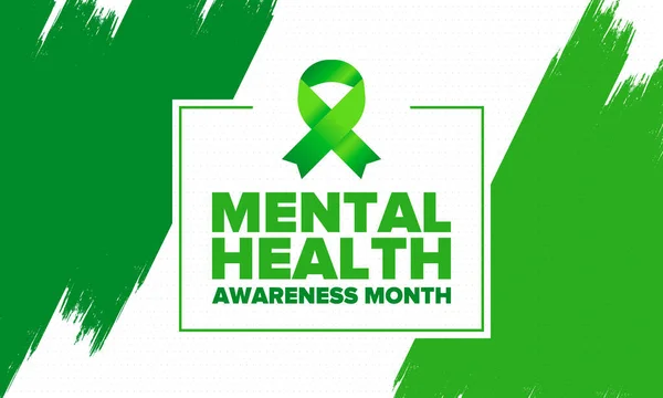 Mental Health Awareness Month in May. Annual campaign in United States. Raising awareness of mental health. Control and protection. Prevention campaign. Medical health care design. Vector illustration