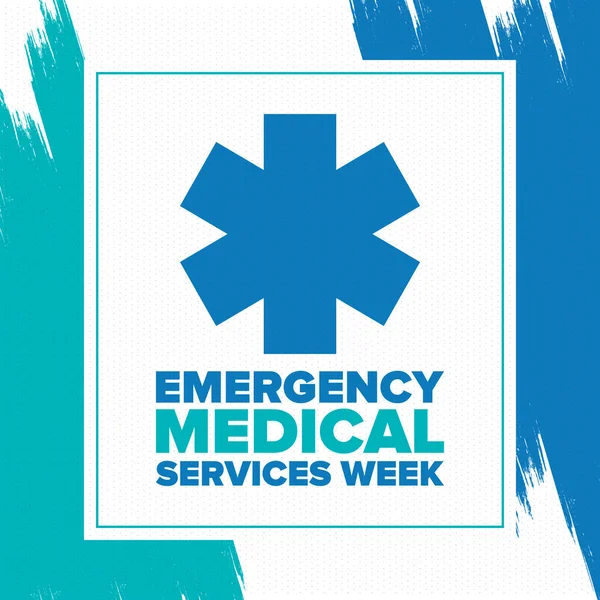 Emergency Medical Services Week in May. Celebrated annual in United States. Control and protection. Medical health care design. Poster, card, banner and background. Vector illustration