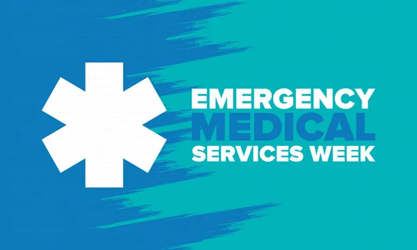 Emergency Medical Services Week in May. Celebrated annual in United States. Control and protection. Medical health care design. Poster, card, banner and background. Vector illustration