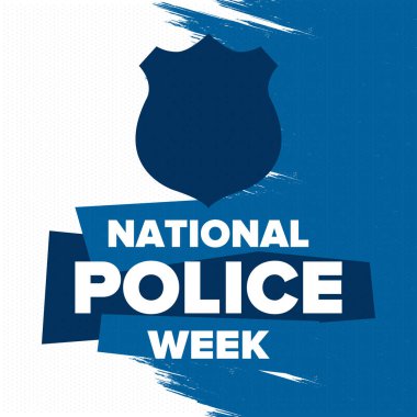 Mayıs 'ta Ulusal Polis Haftası. Amerika 'da yıllık kutlama. Kahraman polisin onuruna. Polis rozeti ve vatansever unsurlar. Subaylar Anma Günü. Poster, kart, pankart. Vektör illüstrasyonu