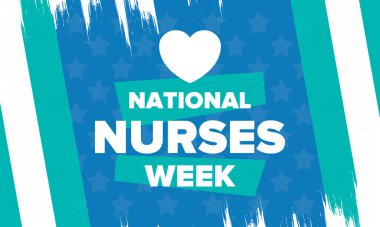 Ulusal Hemşireler Haftası. Teşekkürler hemşireler. Tıbbi ve sağlık hizmetleri konsepti. Virüslere ve hastalıklara karşı savaşanlar. Doktorların şerefine. Amerika 'da yıllık kutlama. Vektör illüstrasyon posteri