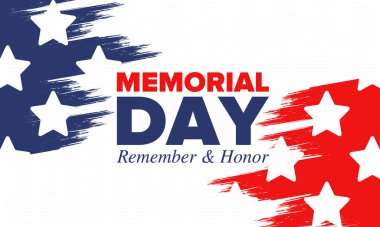 Amerika 'da Anma Günü. Unutma ve onurlandır. Birleşik Devletler Silahlı Kuvvetleri 'nde görev yaparken ölen insanları hatırlamak ve onurlandırmak için federal bayram. Mayıs 'ta kutlandı. Vektör posteri