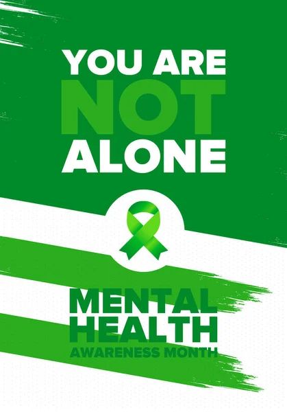 Mental Health Awareness Month in May. Annual campaign in United States. Raising awareness of mental health. Control and protection. Prevention campaign. Medical health care design. Vector illustration