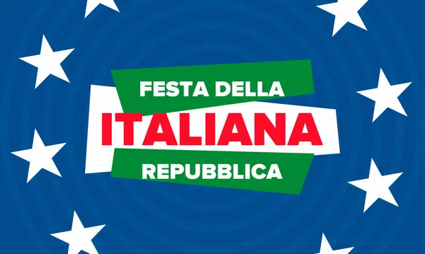 Festa Della Repubblica Italiana Texto Italiano Día República Italiana Feliz — Vector de stock