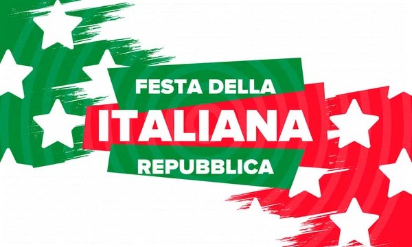 Festa Della Repubblica Olaszország Szöveg Olaszul Olasz Köztársaság Napja Boldog — Stock Vector