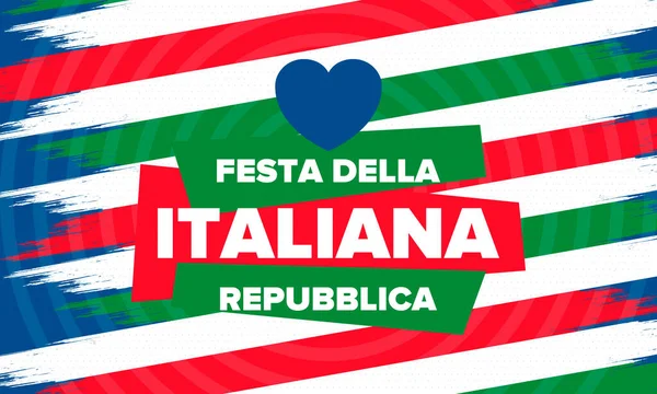 Festa Della Repubblica Olaszország Szöveg Olaszul Olasz Köztársaság Napja Boldog — Stock Vector