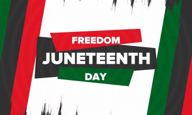 Haziran Bağımsızlık Günü 'nde. Özgürlük ya da Özgürlük Günü. Yıllık Amerikan bayramı, 19 Haziran 'da kutlandı. Afro-Amerikan tarihi ve mirası. Poster, tebrik kartı, afiş ve geçmiş. Vektör