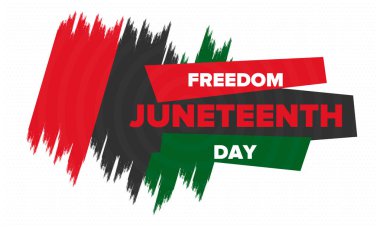 Haziran Bağımsızlık Günü 'nde. Özgürlük ya da Özgürlük Günü. Yıllık Amerikan bayramı, 19 Haziran 'da kutlandı. Afro-Amerikan tarihi ve mirası. Poster, tebrik kartı, afiş ve geçmiş. Vektör