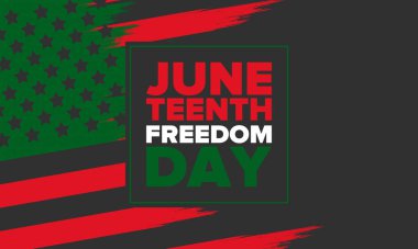 Haziran Bağımsızlık Günü 'nde. Özgürlük ya da Özgürlük Günü. Yıllık Amerikan bayramı, 19 Haziran 'da kutlandı. Afro-Amerikan tarihi ve mirası. Poster, tebrik kartı, afiş ve geçmiş. Vektör