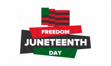 Haziran Bağımsızlık Günü 'nde. Özgürlük ya da Özgürlük Günü. Yıllık Amerikan bayramı, 19 Haziran 'da kutlandı. Afro-Amerikan tarihi ve mirası. Poster, tebrik kartı, afiş ve geçmiş. Vektör