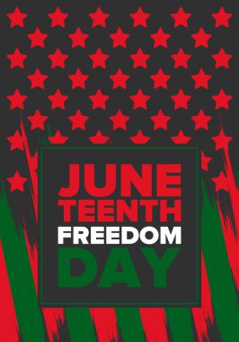 Haziran Bağımsızlık Günü 'nde. Özgürlük ya da Özgürlük Günü. Yıllık Amerikan bayramı, 19 Haziran 'da kutlandı. Afro-Amerikan tarihi ve mirası. Poster, tebrik kartı, afiş ve geçmiş. Vektör