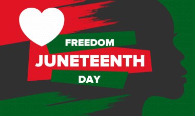 Haziran Bağımsızlık Günü 'nde. Özgürlük ya da Özgürlük Günü. Yıllık Amerikan bayramı, 19 Haziran 'da kutlandı. Afro-Amerikan tarihi ve mirası. Poster, tebrik kartı, afiş ve geçmiş. Vektör