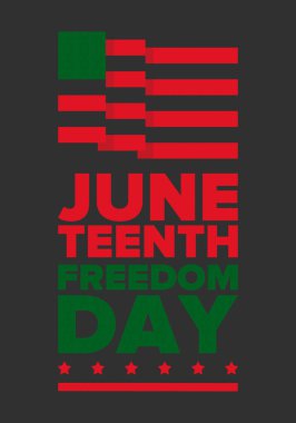 Haziran Bağımsızlık Günü 'nde. Özgürlük ya da Özgürlük Günü. Yıllık Amerikan bayramı, 19 Haziran 'da kutlandı. Afro-Amerikan tarihi ve mirası. Poster, tebrik kartı, afiş ve geçmiş. Vektör