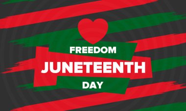 Haziran Bağımsızlık Günü 'nde. Özgürlük ya da Özgürlük Günü. Yıllık Amerikan bayramı, 19 Haziran 'da kutlandı. Afro-Amerikan tarihi ve mirası. Poster, tebrik kartı, afiş ve geçmiş. Vektör