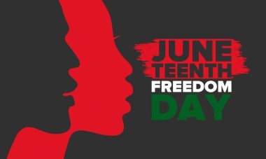 Juneteenth Independence Day. Freedom or Emancipation day. Annual american holiday, celebrated in June 19. African-American history and heritage. Poster, greeting card, banner and background. Vector clipart