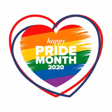 Haziran ayında LGBT Gurur Ayı. Lezbiyen Gey Biseksüel Transseksüel. Yıllık kutlama. LGBT bayrağı. Gökkuşağı aşk konsepti. İnsan hakları ve hoşgörü. Poster, kart, afiş ve geçmiş. Vektör ilüstrasyonu