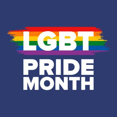 Haziran ayında LGBT Gurur Ayı. Lezbiyen Gey Biseksüel Transseksüel. Yıllık kutlama. LGBT bayrağı. Gökkuşağı aşk konsepti. İnsan hakları ve hoşgörü. Poster, kart, afiş ve geçmiş. Vektör ilüstrasyonu