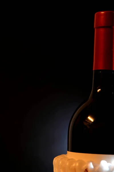 celebration bottle of wine on dark background