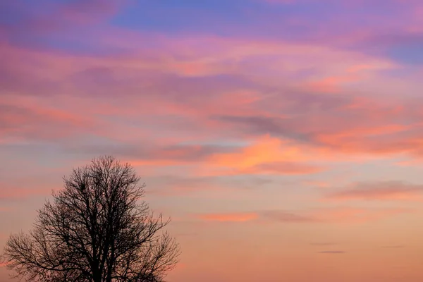 Paisagem, pôr do sol ou nascer do sol, o céu coberto com c pitoresco — Fotografia de Stock