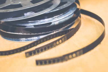 a reel with an old film, which was previously filmed, retro_