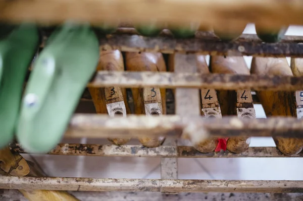Yeni ayakkabılar üretmek için iç onarım atölyesi ve ayakkabı oluşturma, ahşap ve plastik formlar