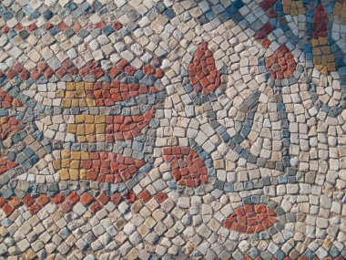 Sufetula-Sbeitla-Tunus - Roma 'nın erken dönemlerinden kalma antik geometrik mozaikler