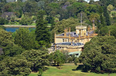 Sydney Avustralya'da hükümet binasının havadan görünümü 