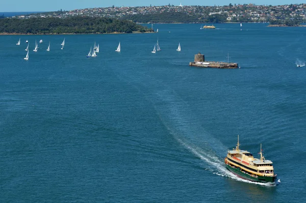 Luchtfoto van Sydney Harbour in Sydney Nieuw Zuid-Wales Internat — Stockfoto