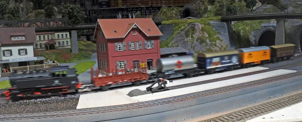 Miniature model of the steam train — Stock Photo, Image