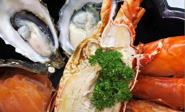 Karışık deniz ürünleri arka plan — Stok fotoğraf