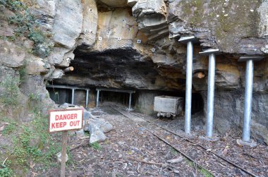 Entrance to a old coal and kerosene shale mines in Katoomba New  clipart