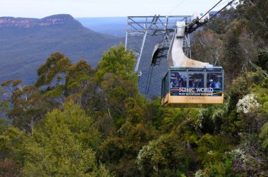 Katoomba doğal dünya teleferik Jamison vadiye iner 