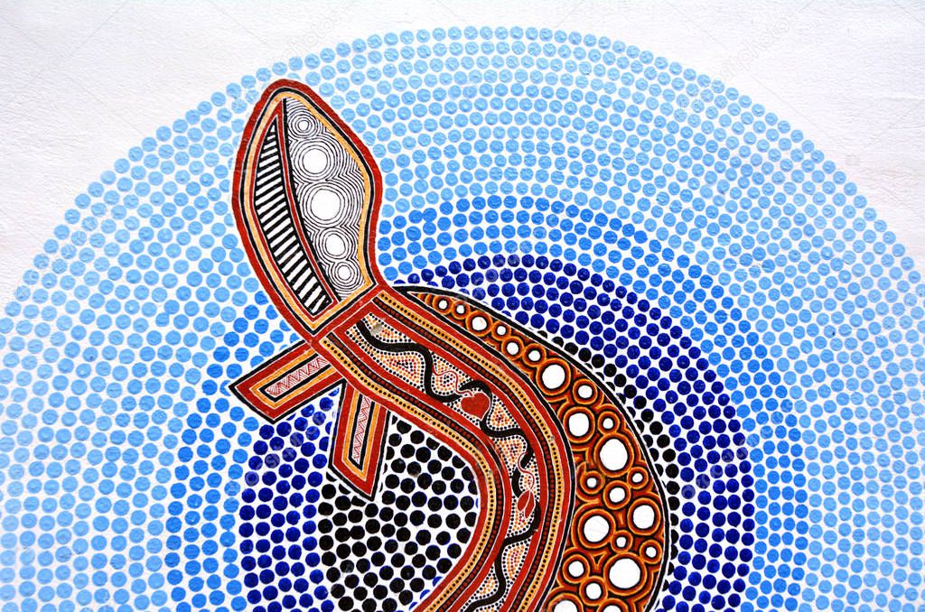 Goodwill Fiasko Morse kode Indigenous Australian art Dot painting. Stock Photo by ©lucidwaters  129522580