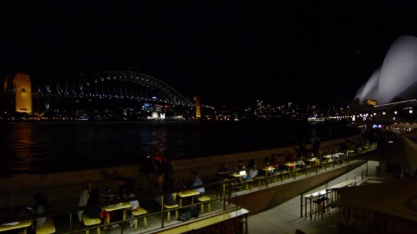 Sydney Harbour Bridge Horizonte Opera House Por Noche — Vídeos de Stock
